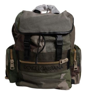Dolce & Gabbana Militaire Groene Patchwork Schoolrugzak