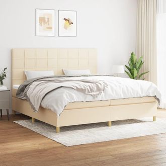 vidaXL Vidaxl - Cama Box Spring Con Colch&oacute;n Tela Color Crema 200x200 Cm