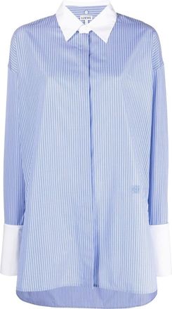 Loewe contrast-cuff oversize shirt - women - Cotton/Polyester - 34 - Blue