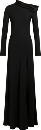 Alberta Ferretti Asymmetrical Black Maxi Dress with Flowing Silhouette