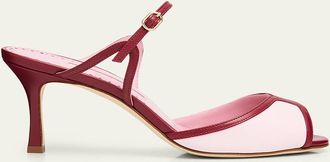 Manolo Blahnik 70mm Versa Leather Mule Sandals