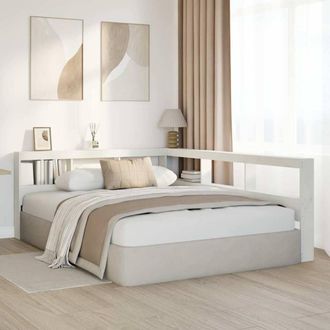 Berkfield Home Decorative Bookcase Headboard L-Shaped White 150 cm Solid Wood Pine