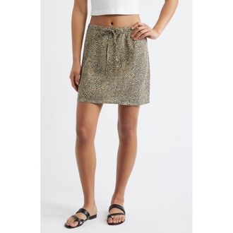 Rip Curl Animal Instincts Linen Blend Drawstring Skirt in Natural at Nordstrom, Size Xx-Small