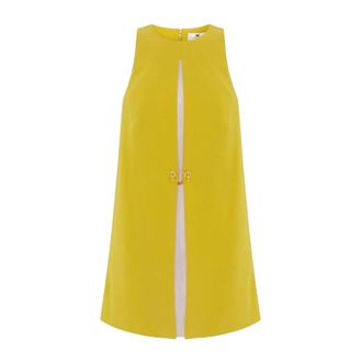 Elisabetta Franchi Short Dresses, female, Yellow, Size: L Two-tone Cr&ecirc;pe Dress