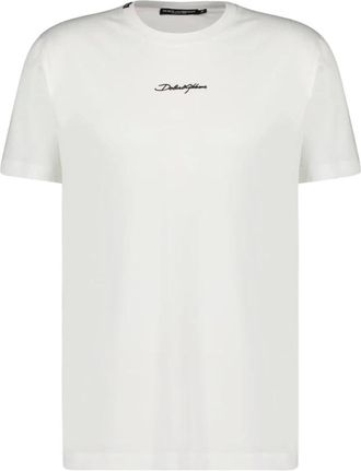 Dolce & Gabbana Tops, Heren, Wit, XL, Katoen, Cotton T-shirt met logo