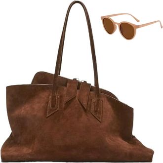 Generic Bevel Edge Suede Large Capacity Tote Bags, Retro Slouchy Chic Hobo Handbags for Women, Trendy Luxury Casual Shoulder Bag