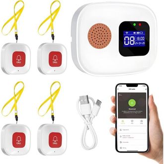 OEM Alarma De Alerta Para Personas Mayores, Bot&oacute;n De Llamada De Emergencia Para Personas Mayores, 4 Botones De Llamada De Emergencia Sos + 1 Receptor, Bot