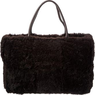 Bottega Veneta Arco Maxi Intrecciato Shearling & Leather Tote
