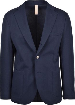 Eleventy Blue Unlined Raw Cut Cotton-Blend Blazer