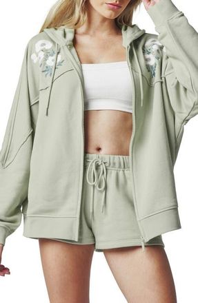 Florence By Mills Embroidered Full Zip Hoodie in Desert Sage at Nordstrom, Size Xx-Small