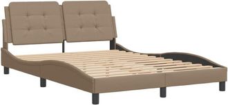 vidaXL Vidaxl - Bed Frame without Mattress Zadar Cappuccino 140x190 cm Faux Leather