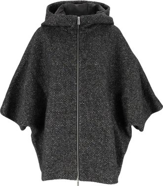 PESERICO Cape-Inspired Hooded Short Coat