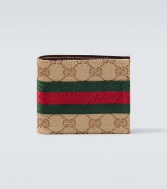 Gucci Portafoglio Web Stripe in canvas GG