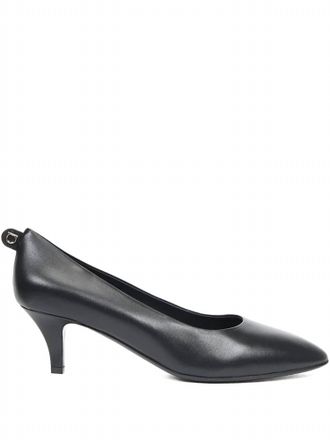 Ferragamo Womens Leather Kitten-Heel Pumps In Black