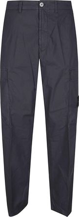 Stone Island Black Cotton Utility Straight-Leg Pants