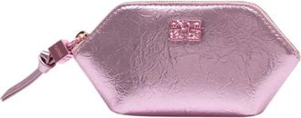 Ganni Metallic Hexagonal Pouch - Dames - Clutches - Roze - ONE Size - Tassen