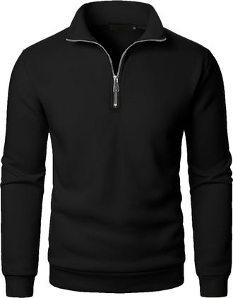 Generic Mens Jumpers Quarter Zip Sweatshirts for Men UK Stand Collar Long Sleeve Pullover Plain Classic Fit Sweater Lightweight Work Sweatshirt Autumn Winter 