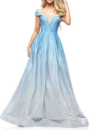 Colors Dress Glitter Ball Gown In Aqua Multi