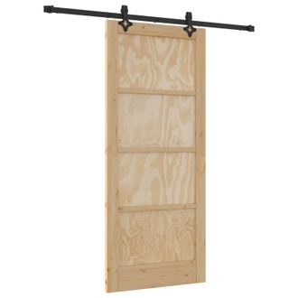 vidaXL Puerta Corredera Natural Y Negro 86 X 198,5 Cm Vidaxl