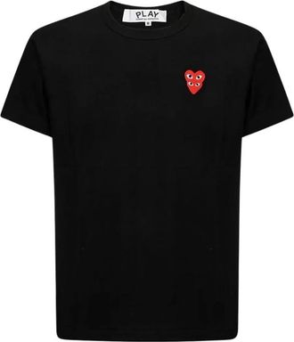 Comme Des Gar&ccedil;ons T-shirt met Dubbel Hart Embleem - Dames - T-shirts - Zwart - S - Katoen - Tops