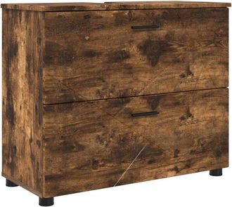 vidaXL Gabinete De Ba&ntilde;o Con Caj&oacute;n Roble Ahumado 76,5 X 35 X 64 Cm Vidaxl