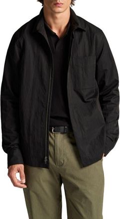 Vince Cotton Blend Zip Shirt Jacket in Black at Nordstrom, Size Medium
