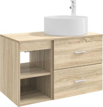 vidaXL Juego De Muebles De Ba&ntilde;o 2 Uds. Roble Sonoma Vidaxl