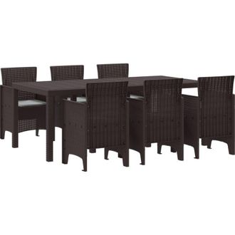 vidaXL vidaXL Garden Dining Set 7 pcs Brown Polt rattan
