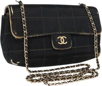 Chanel Pre-owned Cross Body Bags, female, Black, Size: ONE SIZE Pre-owned Satin Cross Body Bag
