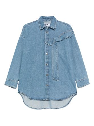 Msgm bow-detail denim shirt - women - Fabric - 40 - Blue