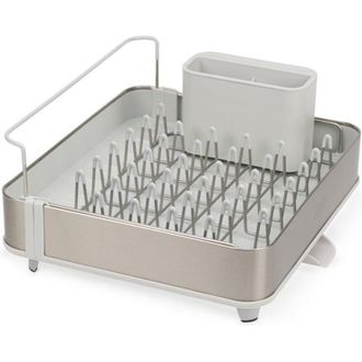 Joseph Joseph Extend, scolapiatti espandibile in acciaio con portaposate rimovibile, beccuccio di drenaggio girevole, Beige/Acciaio - Joseph Joseph