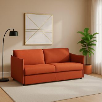 Dmora Sof&aacute; Fijo 2 Plazas Monleale, Desenfundable, Hidr&oacute;fugo Made In Italy, Lavable, 160x95x90h Cm Naranja
