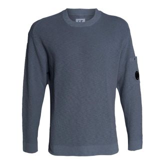 C.P. Company Round-neck Knitwear, male, Blue, Size: M Crewneck Lens Sweater