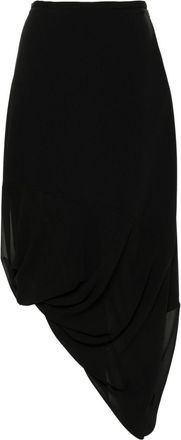 Maison Margiela asymmetric draped midi skirt - women - Polyester - 36 - Black