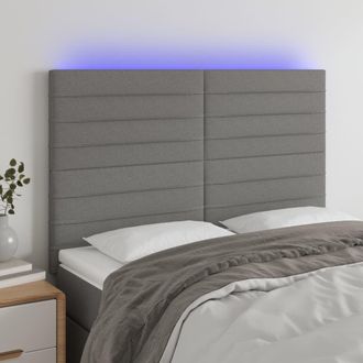 vidaXL Cabecero Con Luces Led Tela Gris Oscuro 144x5x118/128 Cm Vidaxl