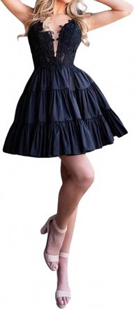 Rachel Allan A-Line Cocktail Mini Dress In Black