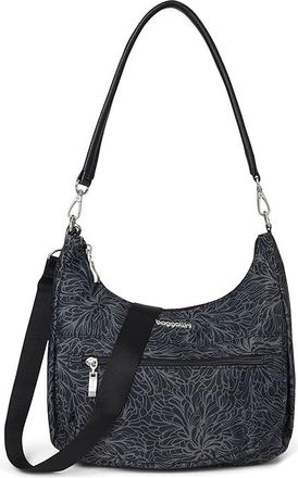 Baggallini Modern Pocket Half Moon Bag Womens Handbags Midnight Blossom, Polyester
