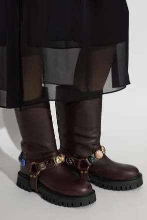 Kurt Geiger Loulou Harness Biker Ankle Boots, Womens, Brown