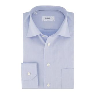 Eton Heren, Overhemden, Blauw, Maat: M Katoen