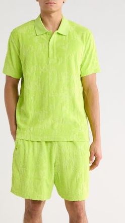 Purple Terry Towel Short Sleeve Polo in Green at Nordstrom Rack, Size Xx-Large