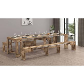 Dmora Dmora - Banco Torquato, Juego De 2 Asientos Para Mesa De Comedor, Bancos Extensibles, 290x25h45 Cm, Arce