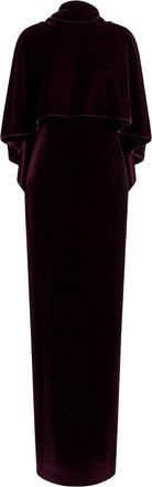 Alberta Ferretti Fluwelen avondjurk met capelet - Dames - Jurken - Paars - Maat: L Viscose