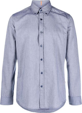 BOSS embroidered-logo detail shirt - men - Cotton - S - Grey