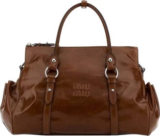Miu Miu Brown Logo Large Shoulder Bag