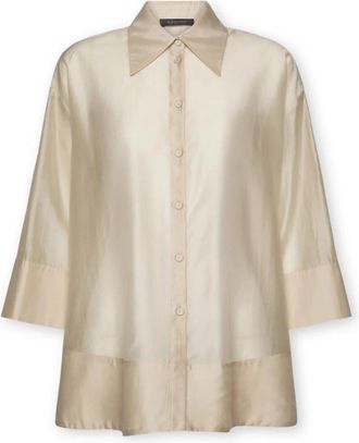 Elena Miro Organza Shirt - Dames - Overhemden - Beige - 3XL - Organza - Overhemden