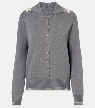 Magda Butrym Crochet-trimmed cotton and cashmere polo sweater