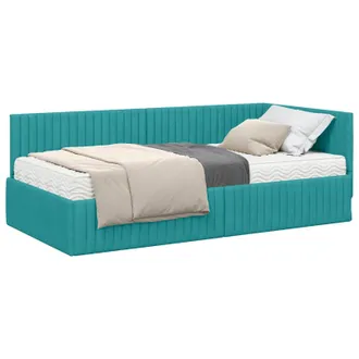 vidaXL Estructura De Cama Esquina Con Colch&oacute;n 2 Pcs Tuquesa Terciopelo Vidaxl