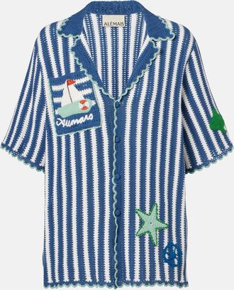 Alemais Crochet striped cotton shirt