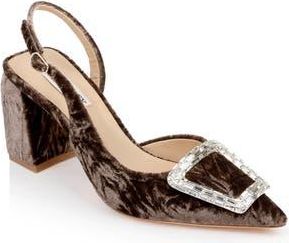 Badgley Mischka Adaline Slingback Pointed Toe Pump in Brown Velvet at Nordstrom Rack, Size 6.5