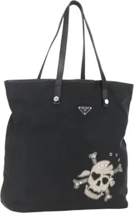 Prada Pre-owned Tote Bags, female, Black, Size: ONE SIZE Pre-owned Vintage Nylon Tote Bag